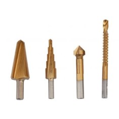 Burghiu in trepte 4-12 mm ,spiral ,freza ,zencuitor metal ,set 4 piese