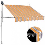 Copertina Retractabila Manuala LED vidaXL, Galben/Albastru, 100cm, Poliester, Protectie UV, Impermeabila, Balcon/Terasa/Gradina