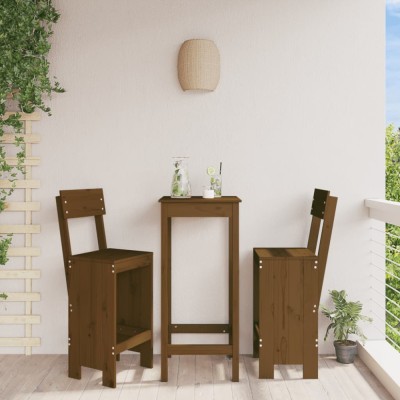 vidaXL Taburete bar 2 buc. maro miere 40x48,5x115,5 cm lemn masiv pin foto