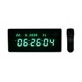 Ceas digital de perete sau birou , afisaj LED verde , functie cronometru , luminozitate reglabila , negru