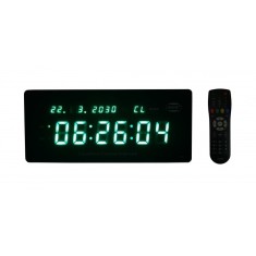Ceas digital de perete sau birou , afisaj LED verde , functie cronometru , luminozitate reglabila , negru