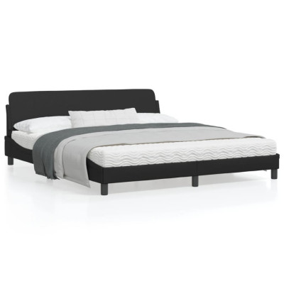 vidaXL Cadru de pat cu tăblie, negru, 180x200 cm, piele ecologică foto