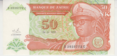 M1 - Bancnota foarte veche - Zair - 50 zaire foto