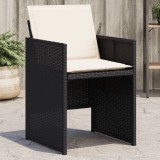 Gossi scaune de gradina cu perne, 4 buc., negru, poliratan