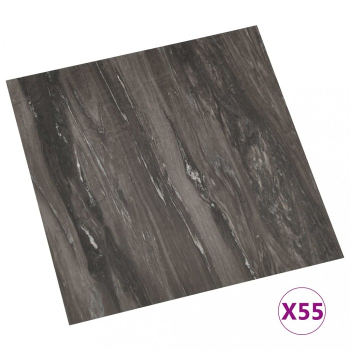 Placi de pardoseala autoadezive 55 buc. gri inchis PVC 5,11 m&sup2;