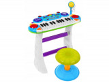 Instrument muzical MalPlay Orga electronica cu microfon si scaun, 45 cm, Albastru si Verde (fara cutia originala)