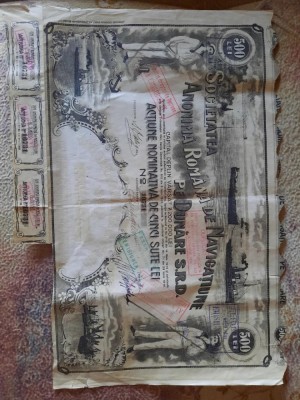 ACTIUNE NOMINATIVA S. ANONIMA ROM. DE NAVIGATIUNE PE DUNARE SRD (V. Descrierea*) foto
