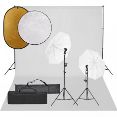 vidaXL Set studio foto cu set de lumini, fundal și reflector