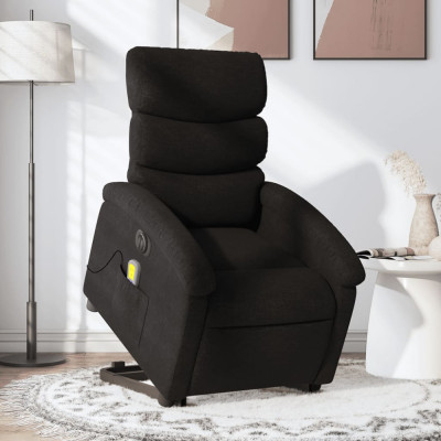 vidaXL Fotoliu electric de masaj rabatabil cu ridicare, negru, textil foto
