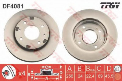 Disc frana KIA SPORTAGE (JE, KM) (2004 - 2016) TRW DF4081 foto