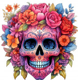Cumpara ieftin Sticker decorativ, Skull, Roz, 61 cm, 1357STK-4