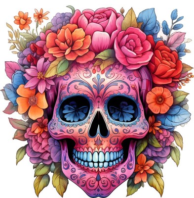 Sticker decorativ, Skull, Roz, 61 cm, 1357STK-4 foto
