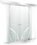 Usa culisanta Boss &reg; Duo model Lava alb, 95+95x215 cm, sticla Gri securizata, glisanta in ambele directii, Modern Glass Art