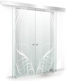 Usa culisanta Boss &reg; Duo model Lava alb, 60+60x215 cm, sticla Gri securizata, glisanta in ambele directii