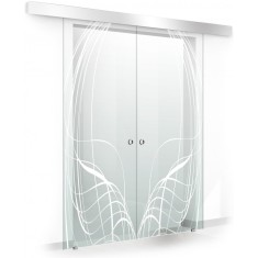 Usa culisanta Boss &reg; Duo model Lava alb, 60+60x215 cm, sticla Gri securizata, glisanta in ambele directii