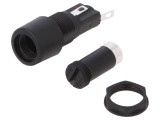 Clema siguranțe cilindrice 5x20mm 250V neagră pe panou