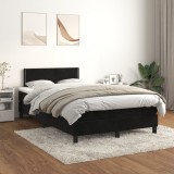 VidaXL Pat box spring cu saltea, negru, 120x200 cm, catifea