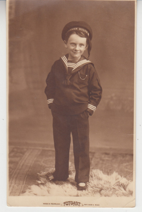 M1 B 10 - FOTO - Fotografie foarte veche - baietel Iin uniforma de marinar 1930