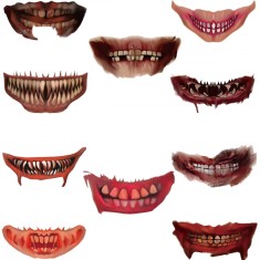 Set de 10 tatuaje temporare pentru Halloween, perfecte pentru feste, decor, sarbatoarea mortilor Multicolor