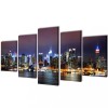 Set de tablouri p&acirc;nză, colorat, imprimeu New York Skyline, 100x50 cm
