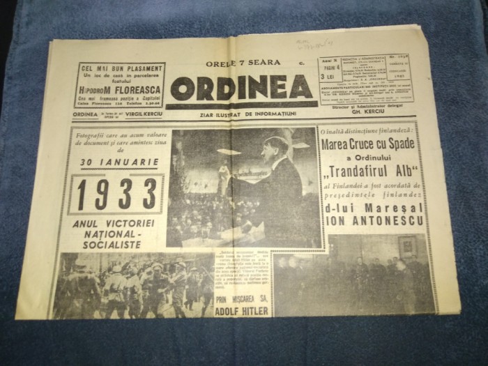 ZIARUL ORDINEA 31 FEBRUARIE 1942