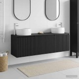 Cumpara ieftin Set dulap baie 3 buc. Negru 161,5 x 44,5 x 80 cm Lemn prelucrat