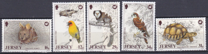 DB1 Fauna Jersey 1988 Pasari Iepure Testoasa 5 v. MNH