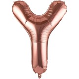 Balon folie metalizata litera y, flippy, 100 cm, umflati cu heliu sau aer, ambalaj individual, pai inclus, rose gold