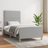 VidaXL Cadru de pat fără saltea, gri deschis, 100x200 cm, textil