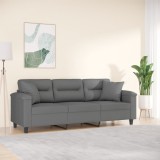 Canapea 3 locuri Gossi, gri inchis, 180 cm, microfibra + 2 perne decorative