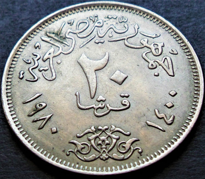 Moneda exotica 20 QIRSH / PIASTRES - EGIPT , anul 1980 *cod 840 = A.UNC LUCIU foto