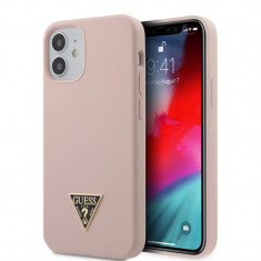 Husa Cover Guess Silicone Metal Triangle pentru iPhone 12 Mini Light Pink foto