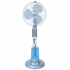 Ventilator cu pulverizare apa si umidificare Hausberg HB5600BL, 90W, 300 ml/h, 3 viteze, timer, telecomanda, Gri/Bleu foto