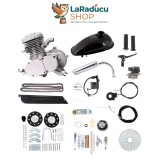 Kit Motor Bicicletă 80cc 2 Timpi Gri, Complet, Pinion 44 Dinți