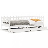 Cumpara ieftin Pat de zi cu sertare, alb, 90x200 cm, lemn masiv pin