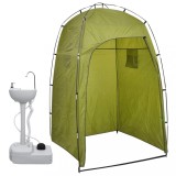 Cumpara ieftin Suport portabil de camping, pentru spălat m&acirc;ini, cu cort, 20 L