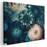 Tablou canvas model decorativ flori roz, albastru 1248 Tablou canvas pe panza CU RAMA 20x30 cm