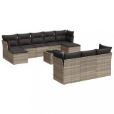 Cumpara ieftin Set canapele de gradina cu perne, 11 piese, gri, poliratan