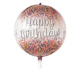 Balon din folie metalizata, flippy, figurina rotunda 4d, model happy birthday, tema aniversare, 24 x 63 cm, ambalaj individual, pai inclus, umflare cu