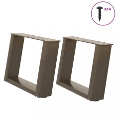 vidaXL Picioare pentru măsuță de cafea &icirc;n formă de U, 2 buc., oțel natural, 50x(30-31) cm
