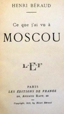 Ce que j&amp;#039;ai vu &amp;agrave; Moscou / Henri B&amp;eacute;raud foto
