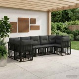 Cumpara ieftin Set de canapele de exterior 7 buc. 7-Locuri Negru si Gri inchis
