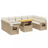 Cumpara ieftin Set canapele de gradina cu perne, 10 piese, bej, poliratan