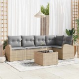 Cumpara ieftin Set de canapele pentru grădină cu pernă 6 pcs Bej Rattan poli