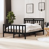 VidaXL Cadru de pat, negru, 140x190 cm, lemn masiv