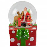 Glob Lichid Decorativ Crăciun, Moș Crăciun, Ren, Suport Roșu, Multicolor, 6.5x10cm, Sticlă, Oem