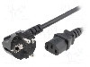 Cablu alimentare AC, 3m, 3 fire, culoare negru, CEE 7/7 (E/F) &amp;amp;#351;tecar in unghi, IEC C13 mama, LIAN DUNG - foto