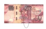 Bancnota Kenya 50 shilingi 2019, circulata, cu ruptura