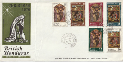 Pictura religioasa,Craciun 1970 ,FDC,Honduras. foto