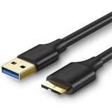 Cablu USB 3.0 (T) la USB Tip B (T), conectori auriti, 1m, negru, Ugreen